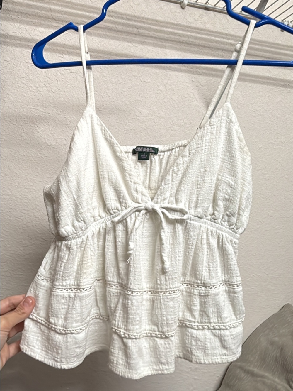 wild fable White Textured Tie-Front Peplum Cami